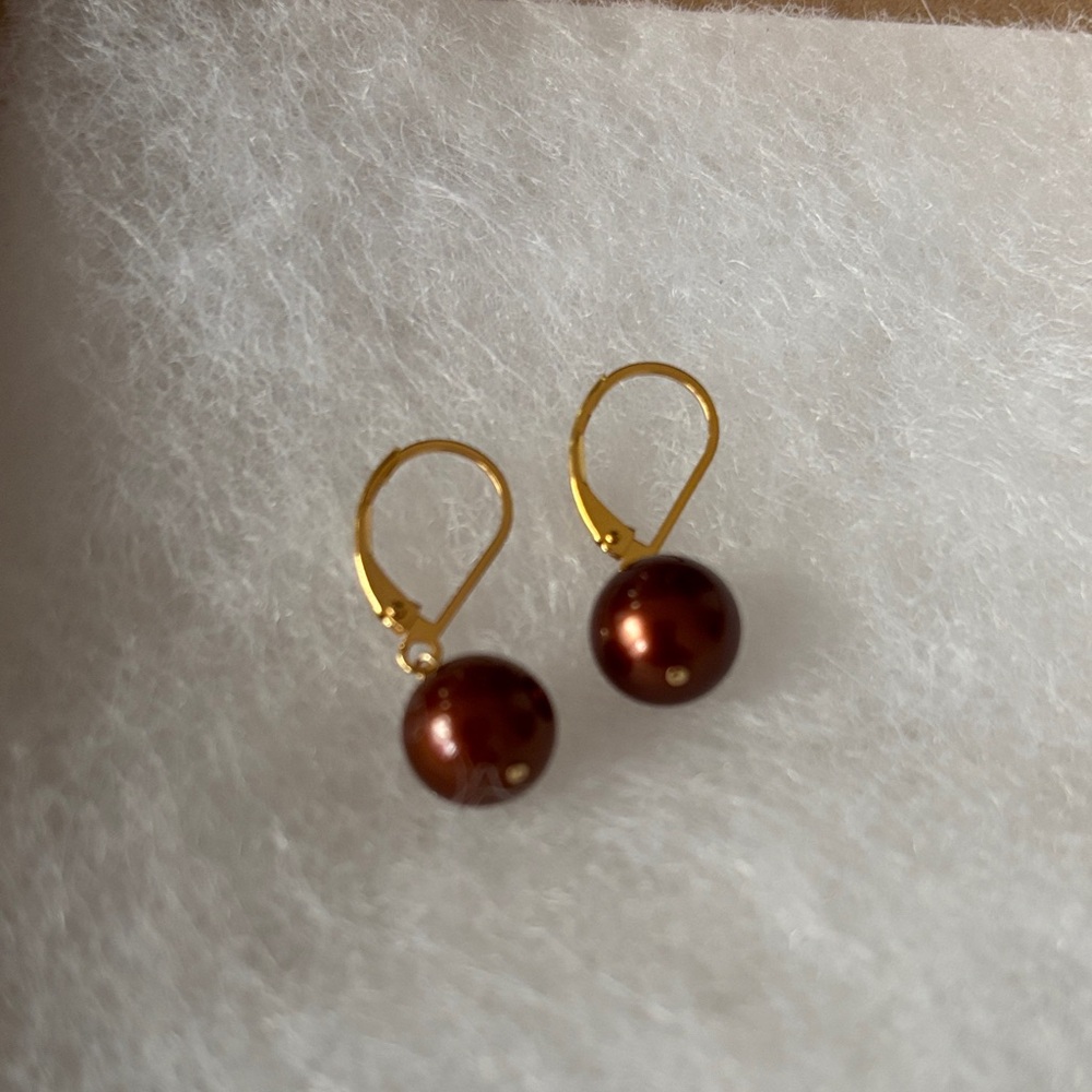 Elegant Gold and Brown Drop Earrings